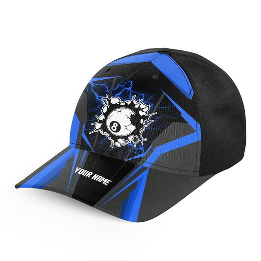 Personalized Funny 8 Ball Pool Blue Billiards Caps, Custom Billiards Hats Gifts For Pool Player TDM1262