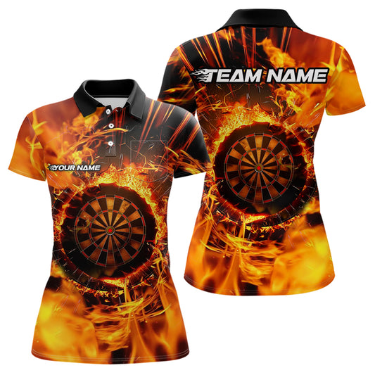 Orange Swirling Flame Dart Shirt For Women Custom Dart Jersey Pocket Option TDM3790