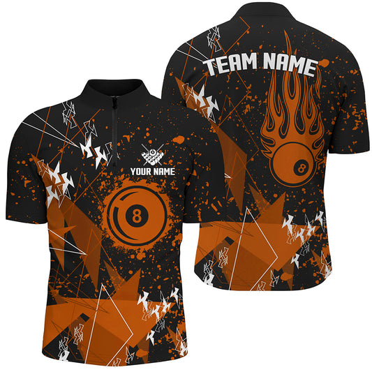 Personalized Orange Grunge Billiard Shirts For Men, Best Custom Billiard Jerseys For Pool Player TDM1914