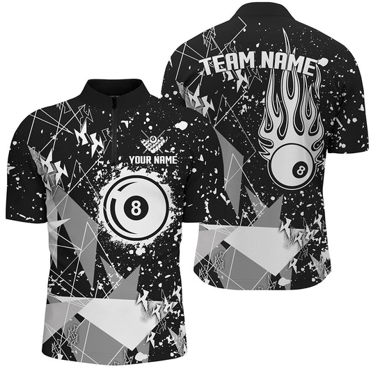 Personalized White Grunge Billiard Men Shirts, Billiards Jerseys For Pool Player TDM1535