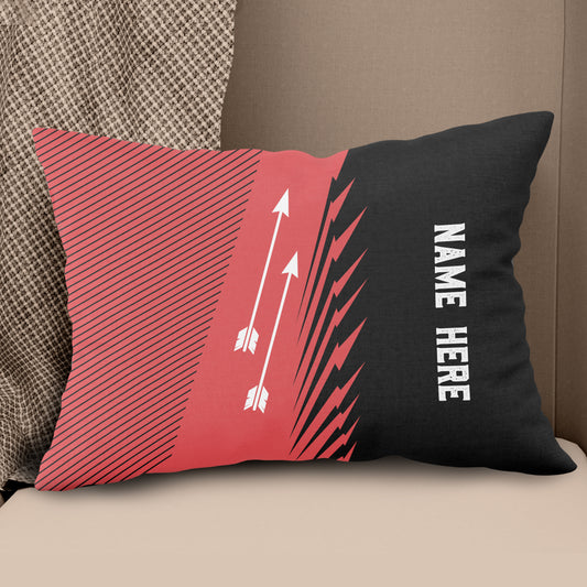Custom Black Red Archery Arrows Throw Pillow, Personalized Archery Gifts TDM0835