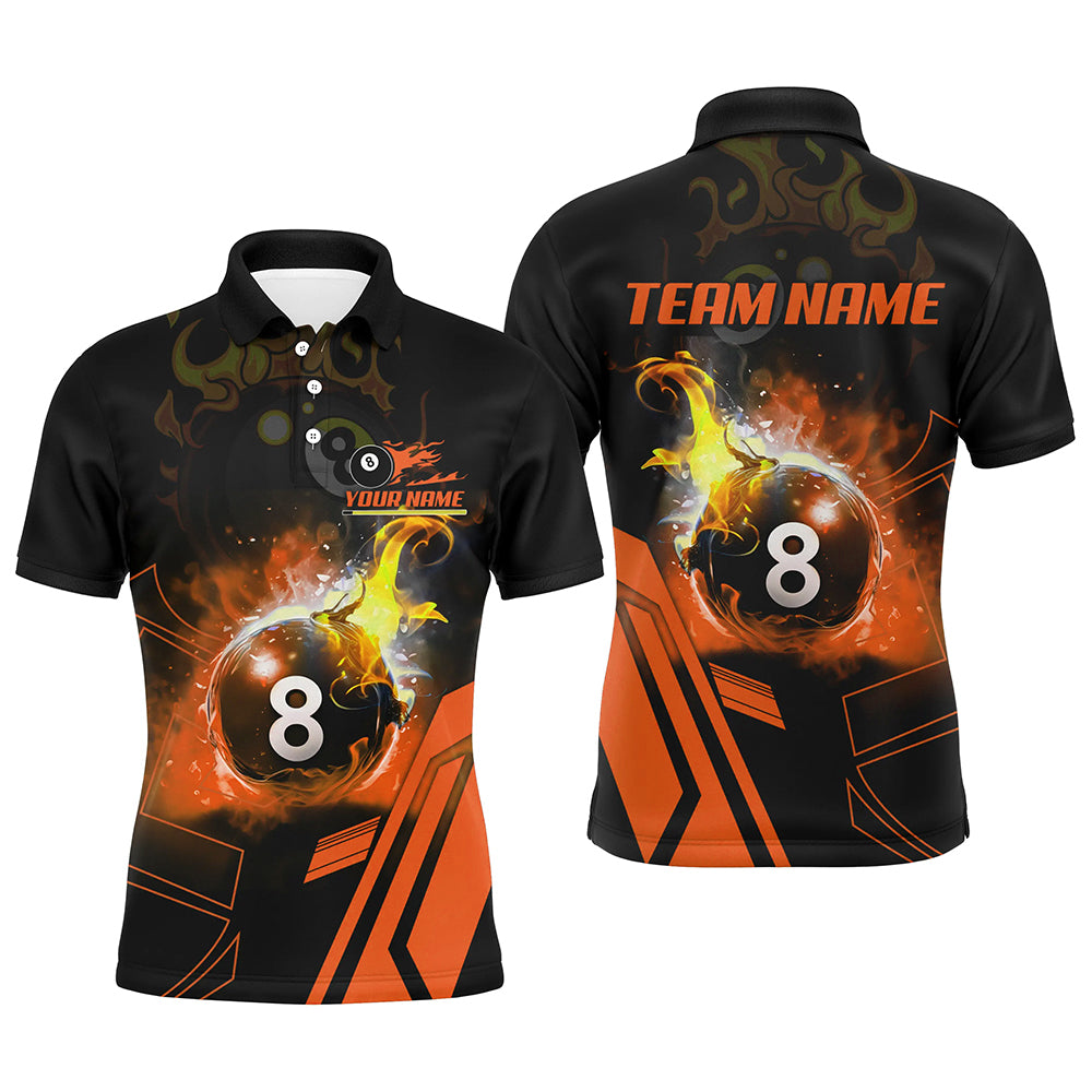 Billiard 8 Ball Flame Orange Version 3D Printed Men Polo Shirt Best Custom Pool Team Jerseys Shirt TDM1044