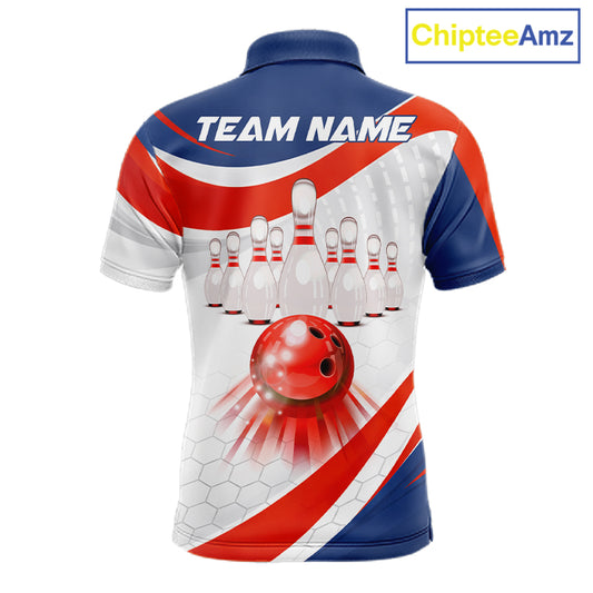 Personalized Bowling Polo & 1/4 Zip For Men Custom Bowling Tournament Team Jersey TDM6296