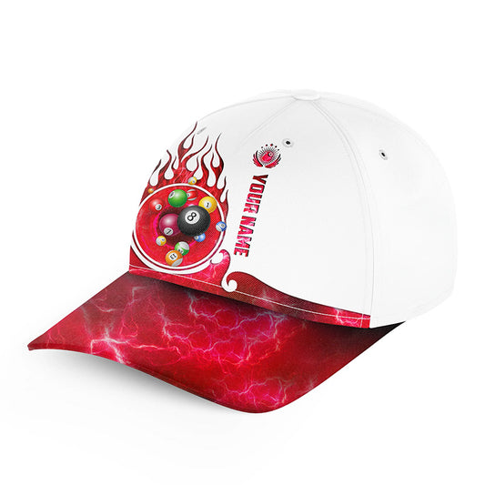 Personalized Billiard Balls Fire Hats For Pool Player Custom 3D Printed Billiard Baseball Cap |Red TDM1591