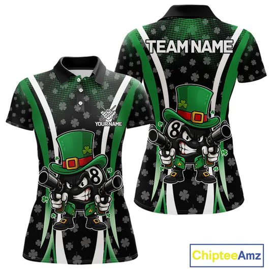 Custom St Patrick Day 8 Ball Pool Billiard Shirt For Women, Luckiest Shamrock Billiard Team Jersey TDM5698