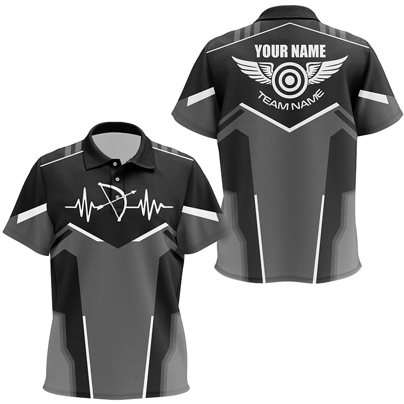 Personalized Funny Archery Heartbeat Polo Shirts For Kid Custom Name Archery Jersey | White TDM1346