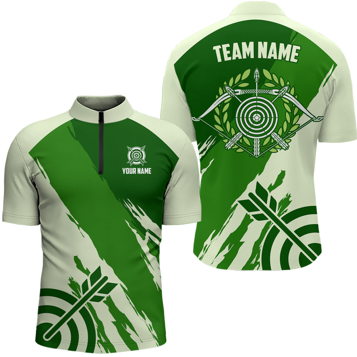 Personalized Green Jerseys Archery Men Quarter-Zip Shirts Custom Archery Jerseys Shirts TDM0637