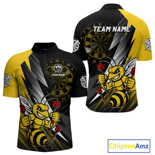 Custom Yellow Black Funny Bee Darts Shirt For Men Custom Darts Team Jersey Outfit, Darts Gift TDM4707
