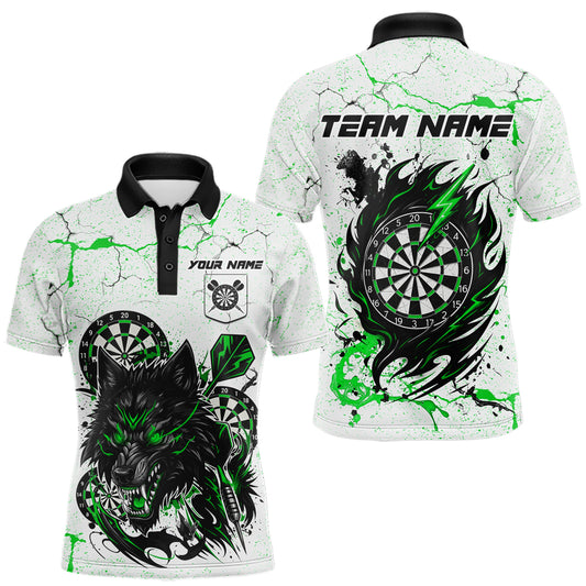 White Grunge Wolf Dart Shirt & Pocket Option Custom Men's Dart Jersey|Green TDM5442