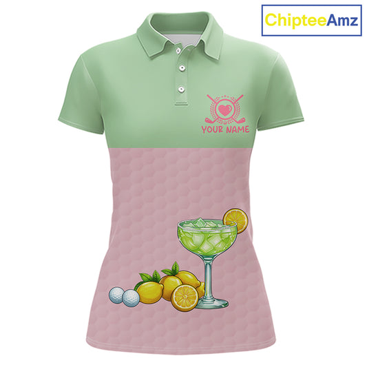 Tropical Funny Flamingo Polo Golf Shirts For Women Custom Pink & Green Golf Team Attire For Golfers NYN3062