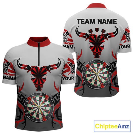 Red Dark Bull Colorful Dartboard Men's Darts Shirt - Custom Name For Darts Jersey NYN0516