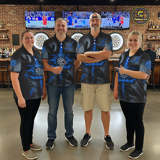 Personalized Raven Blue Flames Crown Darts Quarter-Zip Shirts For Men Cross Dart Gothic Jerseys NYN2196
