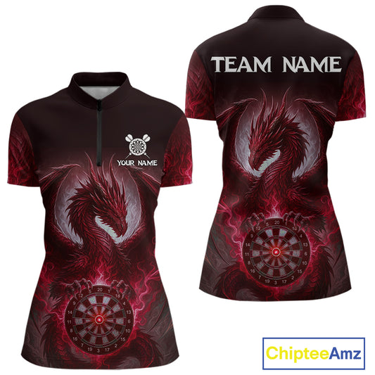 Custom Black And Red Smoke Dragon Dartboard Dart Shirt For Women Outfits Dart Jerseys NYN1088