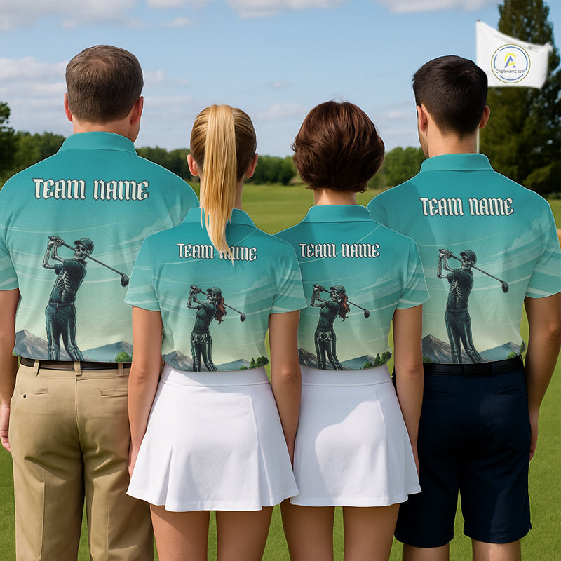 Funny Skeleton Golf Course Golf Polo Shirts For Men Personalized Team Name Golf Clothes NYN3252