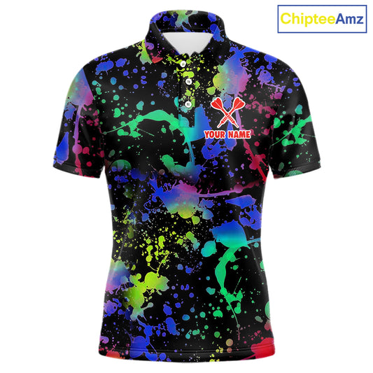Heart Colorful Splatter Dartboard Men Darts Polo Shirt Custom Valentine Dart Couple Jerseys NYN2526