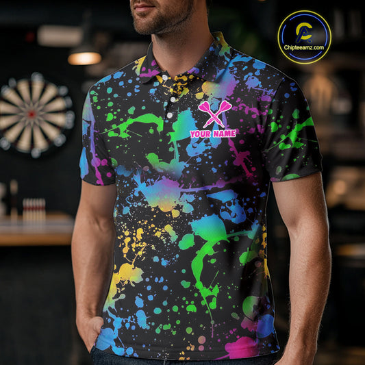 Custom Colorful Dartboard Funny Dart Polo Shirts For Men, Dart Team Jerseys NYN0792