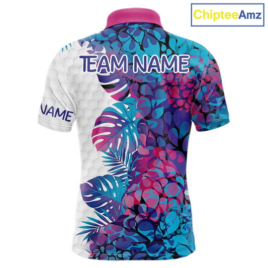 Mens Golf Clothing Monstera Pattern Floral Golf Shirt Custom Men White Golf Polo Best Golf Gifts NYN2936