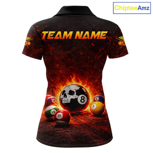 Fire Flame Grunge Pool Ball 3D Billiard Shirt For Women Personalized Skull 8 Ball Billiard Gifts NYN2568