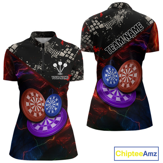 Colorful Thunder Dartboards Grunge Women's Darts Shirt - Custom Name & Team Jersey | Opt1 NYN0634