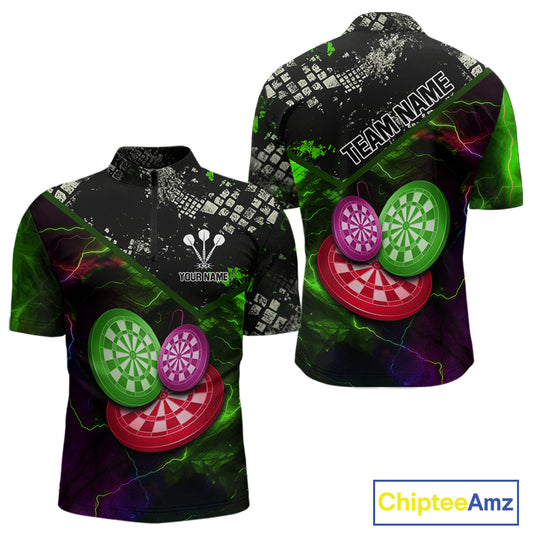 Colorful Thunder Dartboards Grunge Men's Darts Shirt - Custom Name & Team Jersey | Opt2 NYN0635