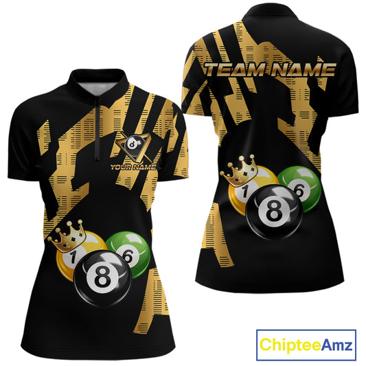 Gold Crown Ball Billiard Ball Shirts For Women Personalized Attire Billiard Team Shirts NYN2324