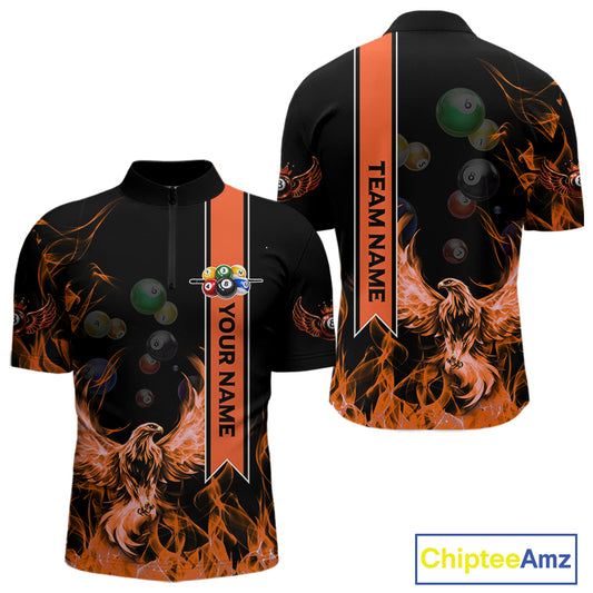 Personalized Fire Flame Pool Men's Billiard Balls Team Shirt Phoenix Billiard Attire|Yellow NYN2369