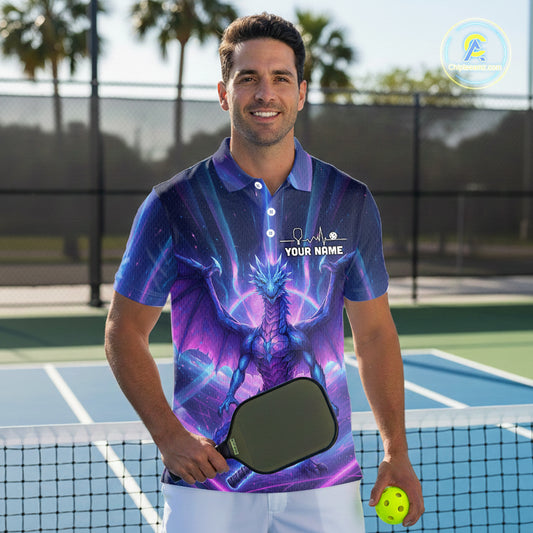 Custom Holographic Dragon Men Pickleball Jerseys Rainbow Pickleball Paddle League Shirts NYN2131