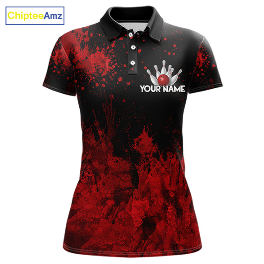 Red Splatter Cute Raccoon Women Bowling Shirts Custom Funny Bowling Pins Team Jerseys For Bowlers NYN3197