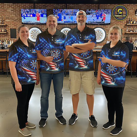 American Flag Dartboard Tornado Men Darts Quarter-zip Shirt Custom Patriotic Funny Dart Team Jerseys NYN2525