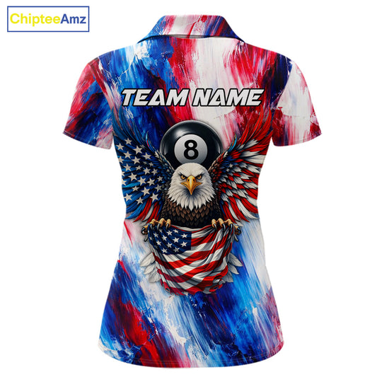 Patriotic Eagle Pool 8 Ball & 9 Ball Women Billiard Shirt Custom US Flag Paint Billiard Team Attire NYN2559