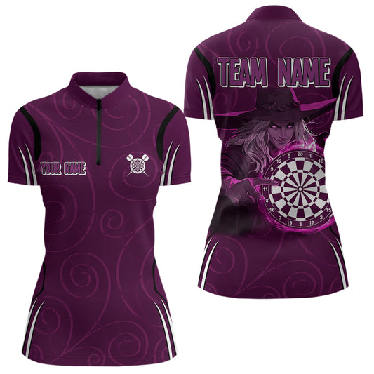 Custom Purple Dartboards And Witch Dart Shirts For Women, Dart Team Jerseys NYN0026