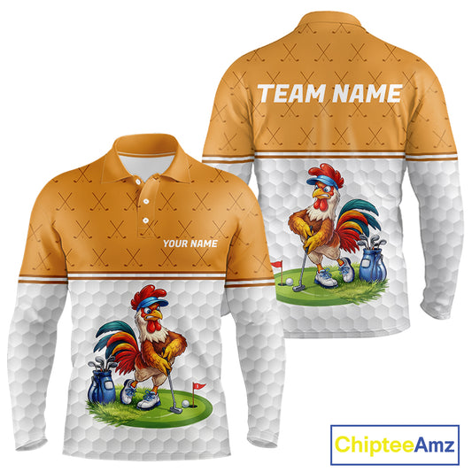 Personalized Funny Angry Rooster Golfer Mens Golf Polo Shirts Custom Clothes Golf Gifts NYN3152
