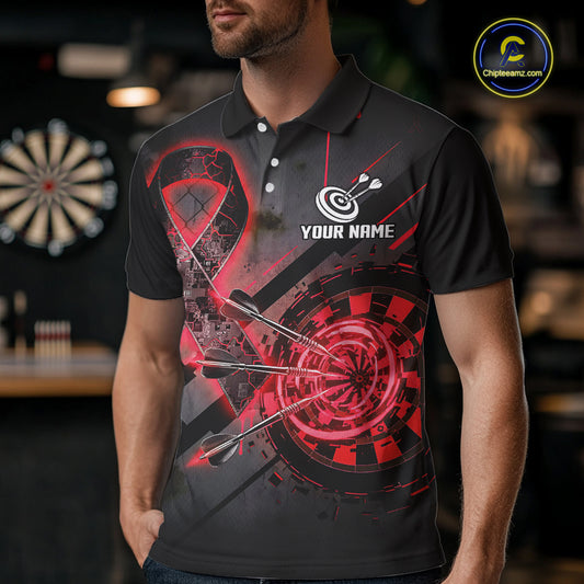 Lightning Red Ribbon Dartboard Custom Lightning Dartboard Darts Polo Shirt For Men NYN1805