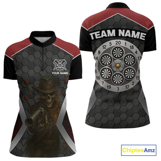 Skull Sheriff Shoots Darts Arrow Darts Shirt For Women - Customizable Name & Team NYN0400