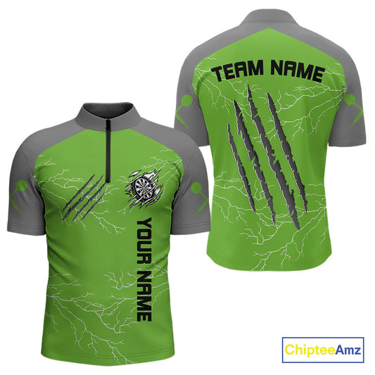 Grey Scratches & White Thunders Men's Darts Shirt - Custom Name For Dart Players NYN0419