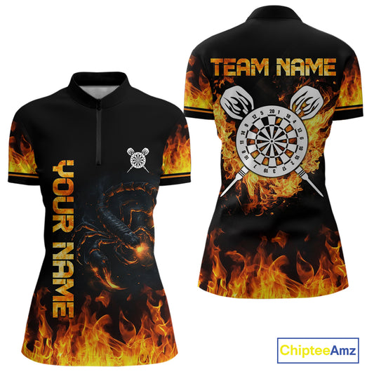 Custom Fire Flame Scorpion Dartboard Dart Shirts For Women Outfit Dart Team Jerseys NYN0075
