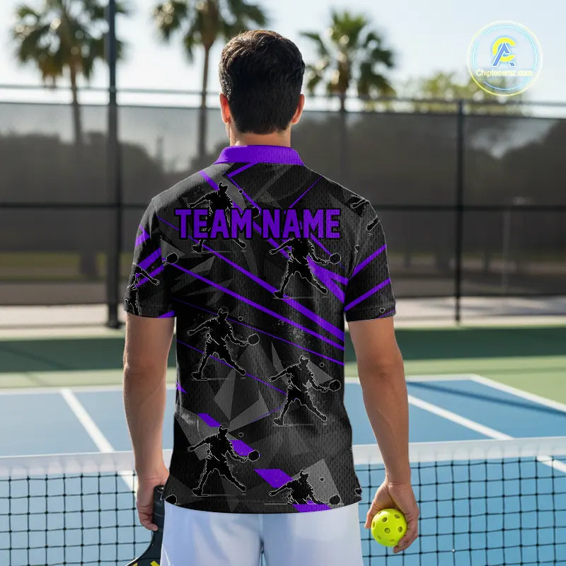Custom Grey And Purple Pickleball Ball Jerseys For Men Pickleball Paddle League Shirts NYN2128