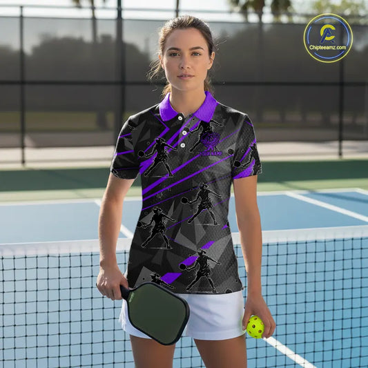 Custom Grey And Purple Pickleball Ball Jerseys For Women Pickleball Paddle League Shirts NYN2128