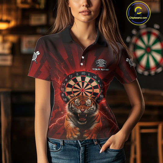 Horror Tiger Red Dartboard Custom Women's Darts Polo Shirt Dart Tournament Jerseys NYN1901