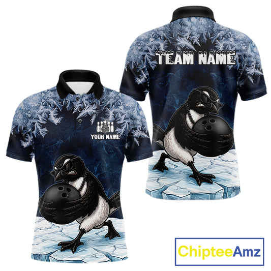 Funny Great Auk Icy Bowling Ball Shirts For Men Custom Snowflake Bowling Jersey, Gift For Bowlers NYN3172