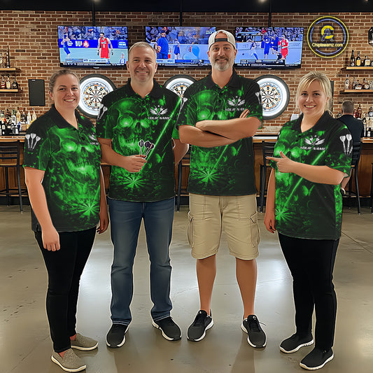Lightning Green Butterflies Skull Dartboard Custom Men Darts 1/4-Zip Shirt Dart Jerseys NYN2354