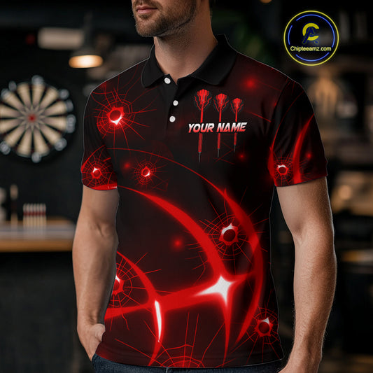 Lightning Dart Arrow Custom Red Darts Polo Shirt For Men - Darts Team Jersey NYN0719