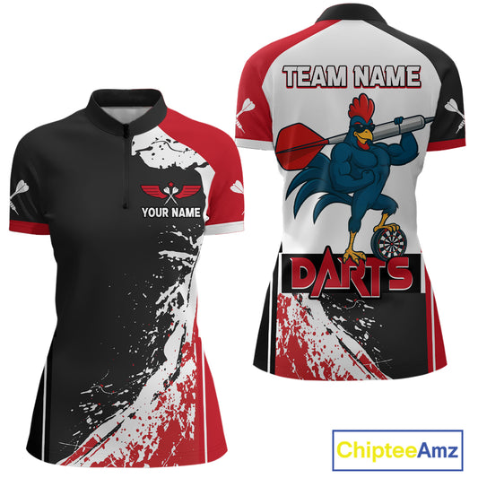 Fiery Rooster Fury Dart Arrow Women's Funny Darts Shirt - Custom Name For Darts Jersey NYN0477