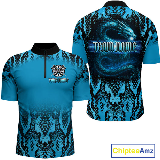 Lightning Navy Cobra & Snake-Skin Darts Shirt For Men - Custom Dart Player Jersey NYN0532
