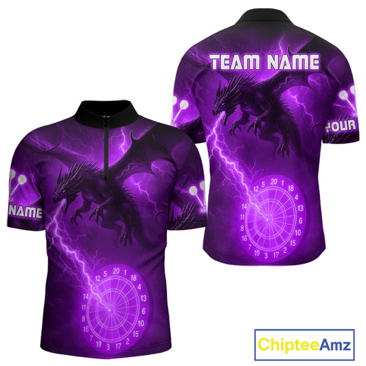 Custom Dragon Lightning Purple Dartboard Dart Team Shirt For Men, Outfits Dart Jerseys NYN1073