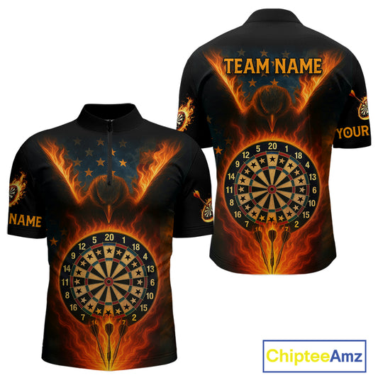 Men's US Flag Patriotic Darts Shirt Personalized Flame Eagle Dartboard Dart Team Jerseys NYN1129