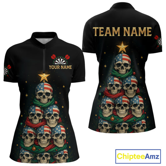 Custom Funny Christmas Darts Shirt For Women Outfits Xmas Holiday Skull Dart Jerseys NYN1279