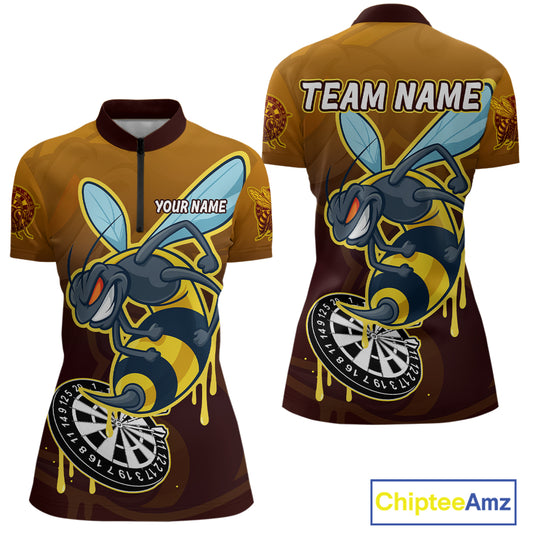 Ferocious Bee Dartboard 3D Funny Darts Shirt For Women - Custom Name & Team Jersey NYN0672