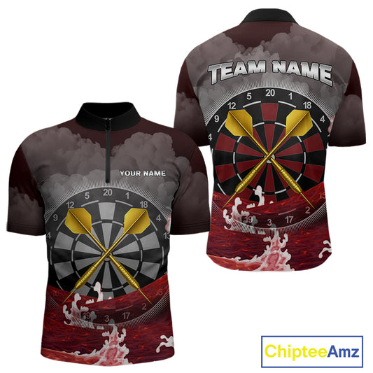 Scarlet Ocean With Golden Arrows - Men's Darts Team Shirt - Custom Name For Players NYN0492