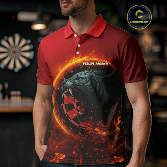 Panther Flaming Dartboard Custom Darts Polo Shirt For Men - Darts Team Jersey NYN0727